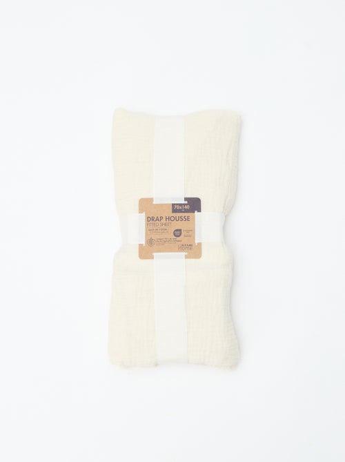 Lençol ajustável para berço 70 x 140 em gaze dupla de algodão - Kiabi Home - Kiabi Lençol ajustável para berço 70 x 140 em gaze dupla de algodão - Kiabi Home - Kiabi