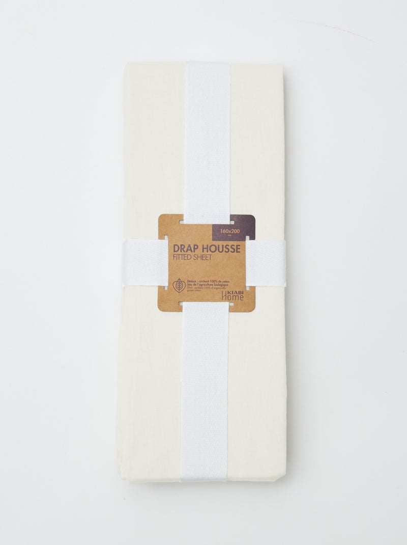 Lençol-capa casal (160x200) de algodão - Kiabi Home Branco - Kiabi