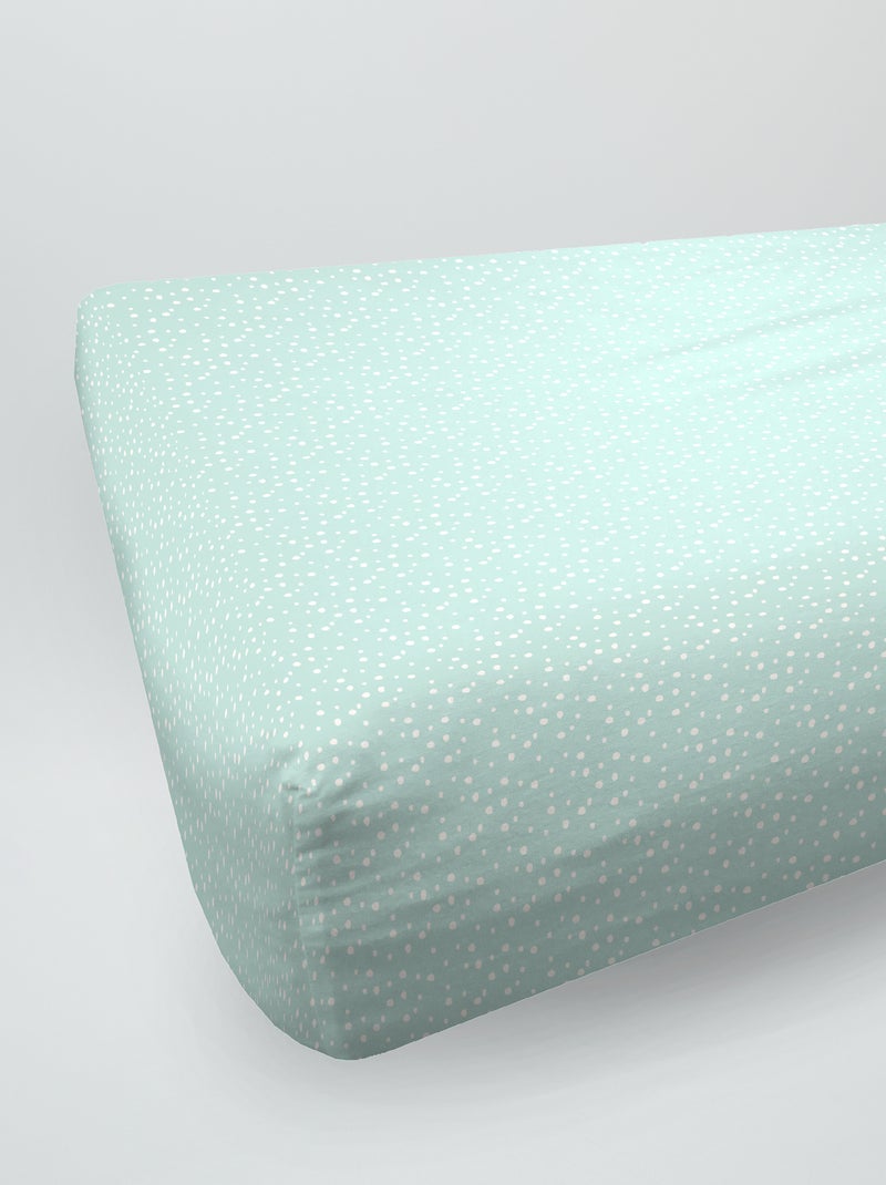 Lençol-capa com estampado 'às bolinhas' Azul/ Rosa - Kiabi