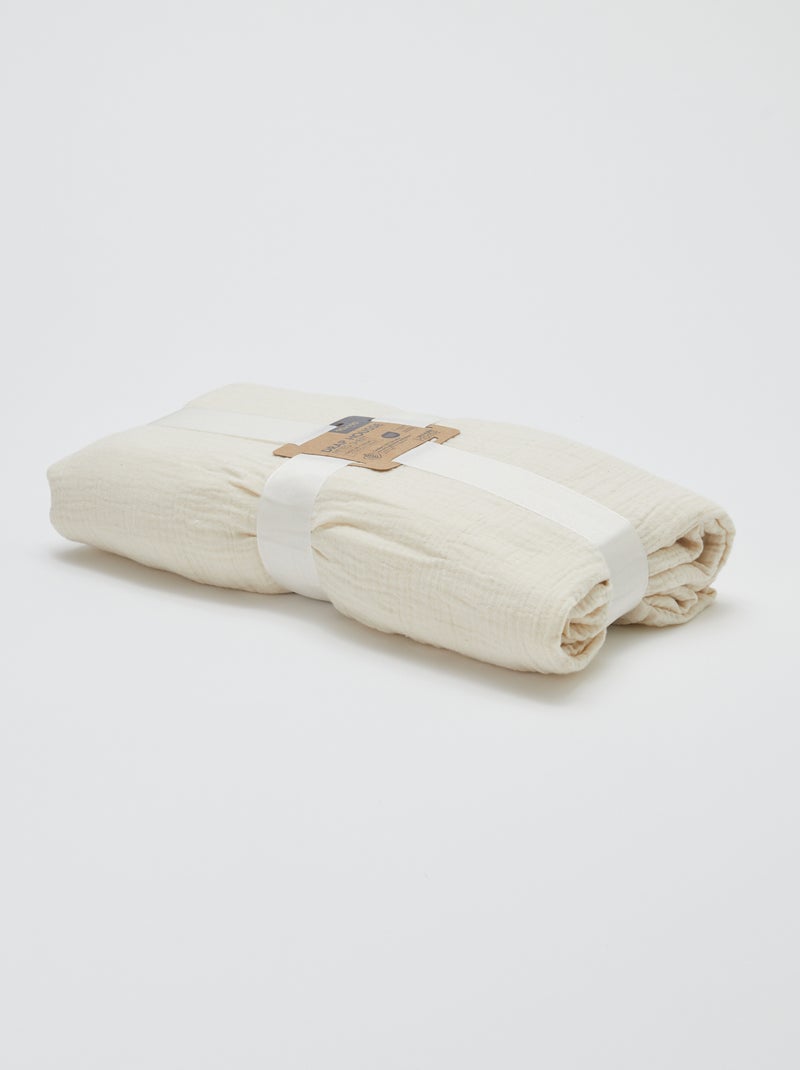 Lençol-capa com gaze dupla de algodão 90 x 190 cm - Kiabi Home BEGE - Kiabi