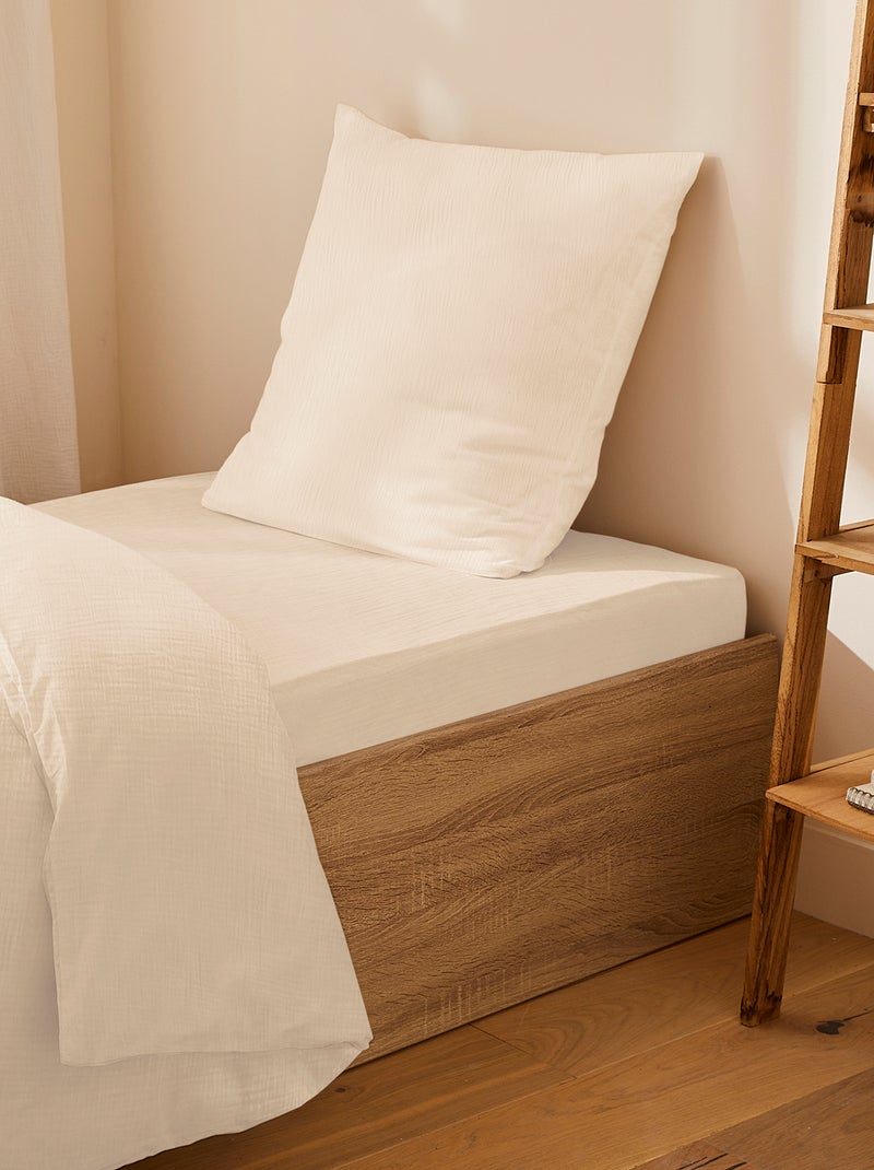 Lençol-capa de casal (160x200) em gaze de algodão - Kiabi Home BRANCO - Kiabi