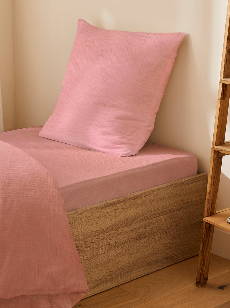 Lençol-capa de casal (160x200) em gaze de algodão - Kiabi Home ROSA - Kiabi