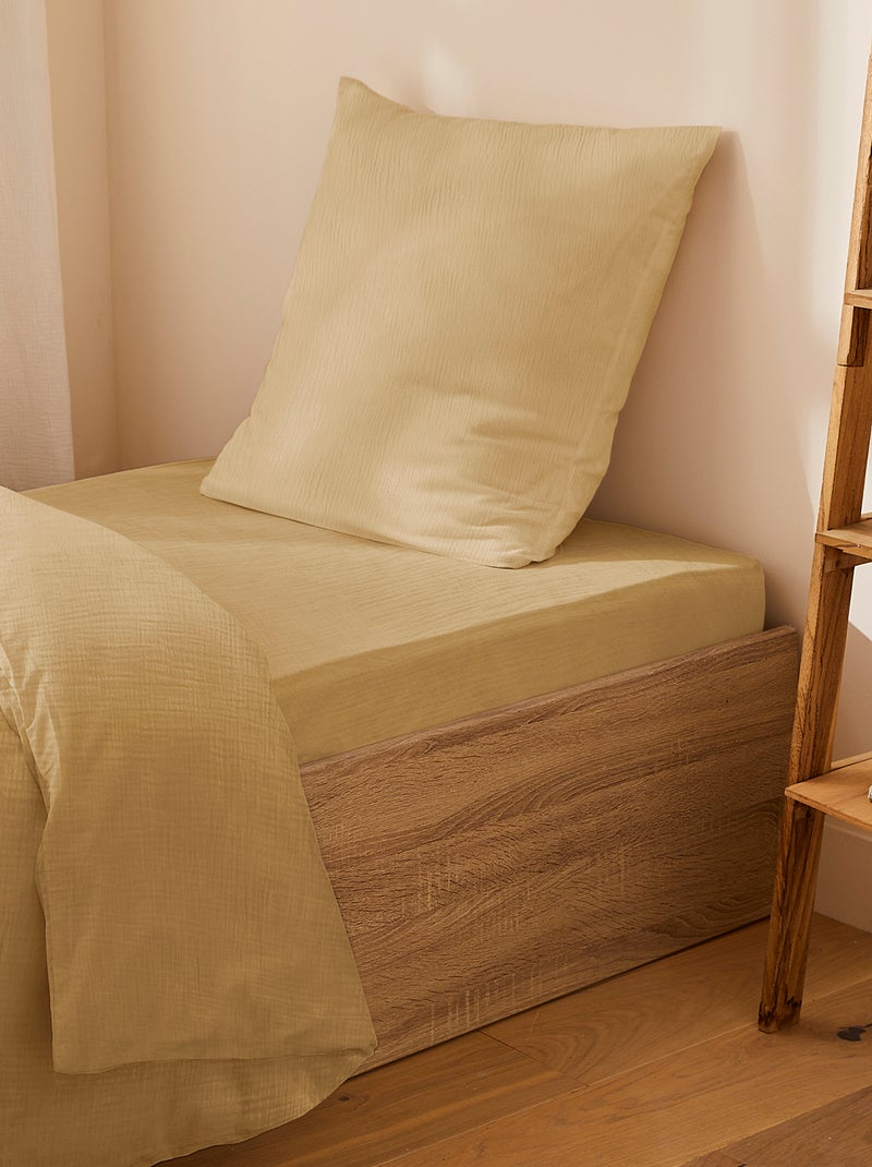 Lençol-capa de solteiro (90 x 190cm) em gaze de algodão - Kiabi Home AMARELO - Kiabi