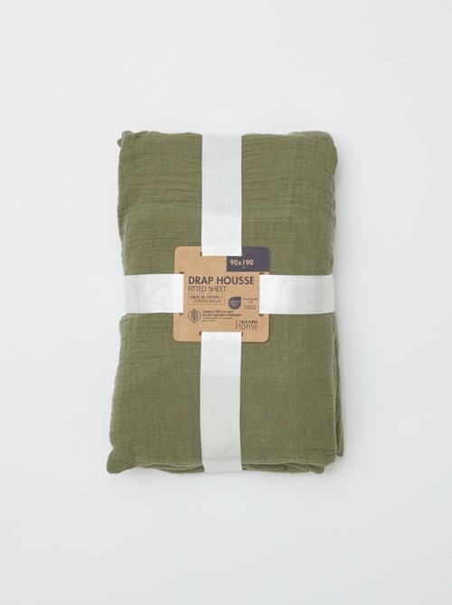Lençol-capa de solteiro (90x190 cm) em dupla gaze de algodão - Kiabi Home - Kiabi