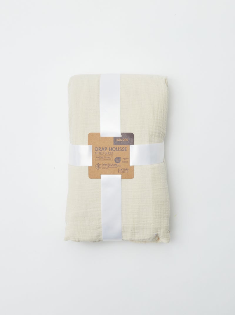 Lençol-capa em gaze de algodão (160 x 200 cm)  - Kiabi Home BEGE - Kiabi