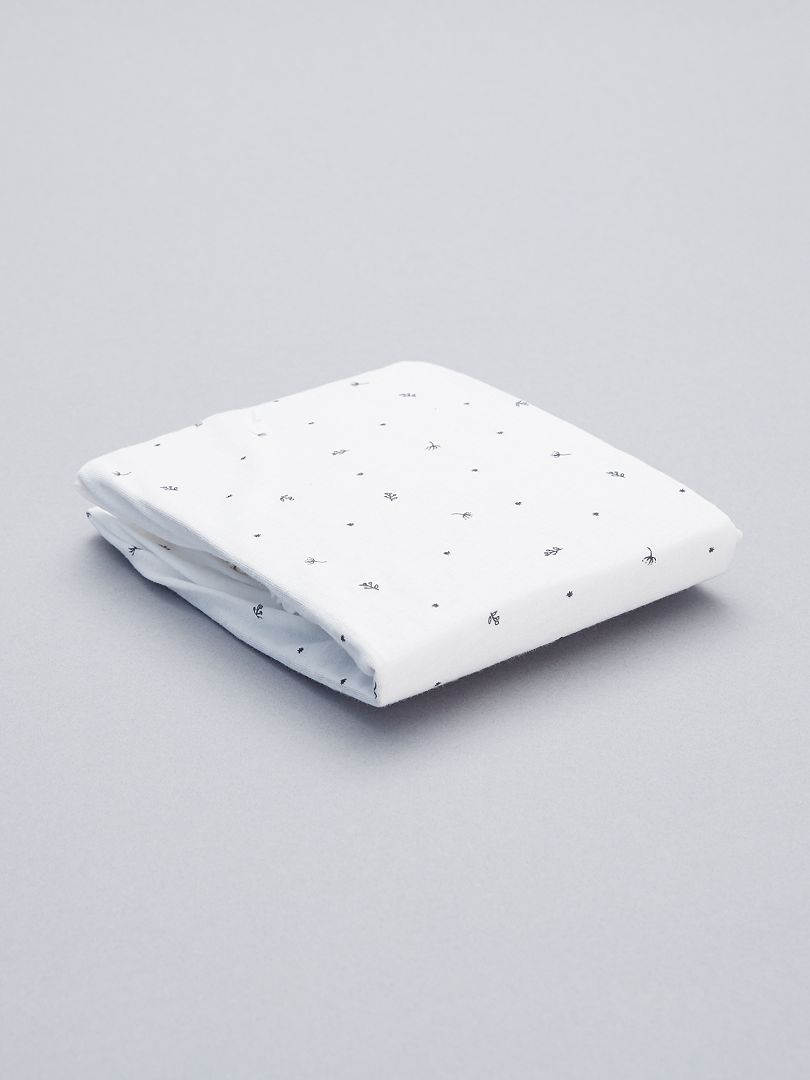Lençol-capa estampado em puro algodão Branco - Kiabi