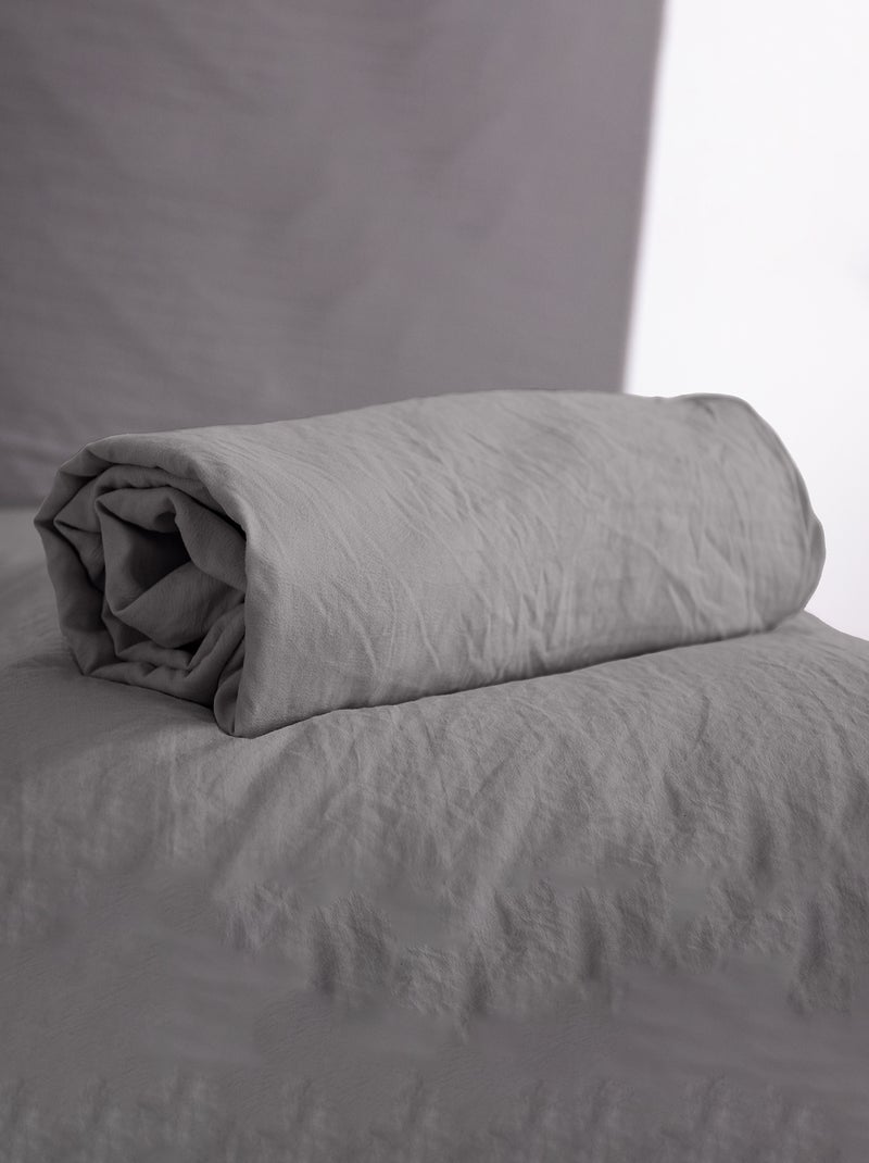 Lençol-capa liso - cama de casal CINZA - Kiabi