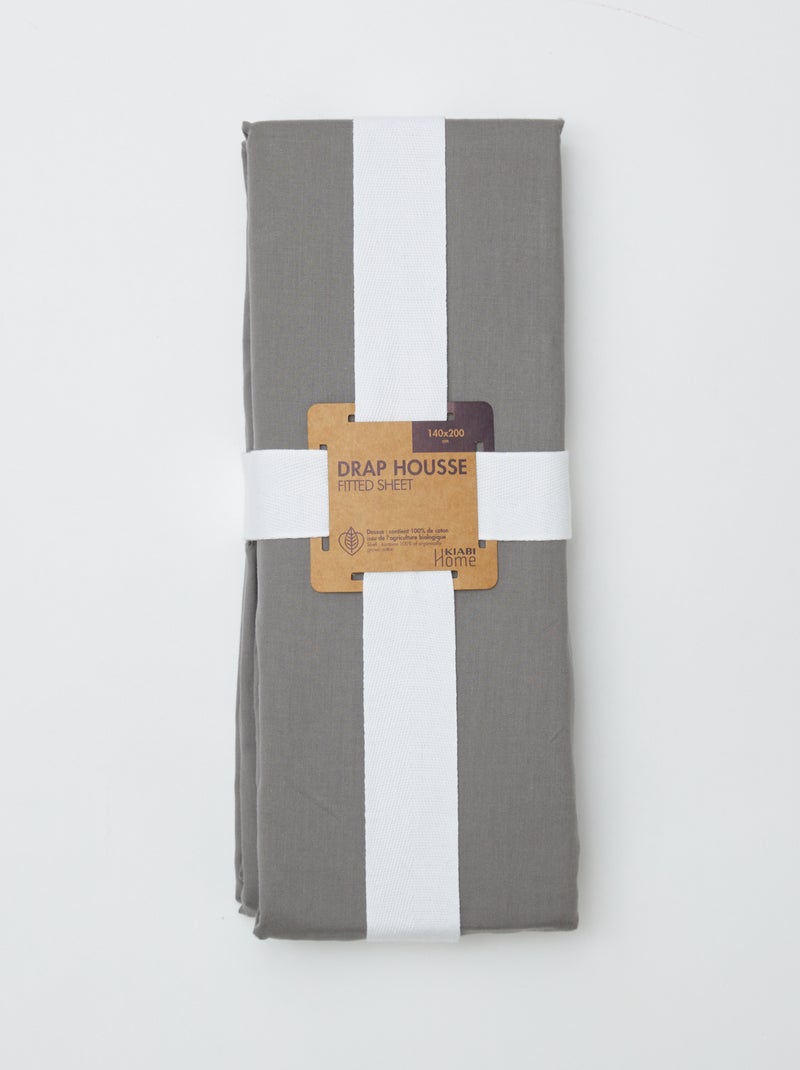 Lençol-capa liso 140 x 200 cm Cinza - Kiabi