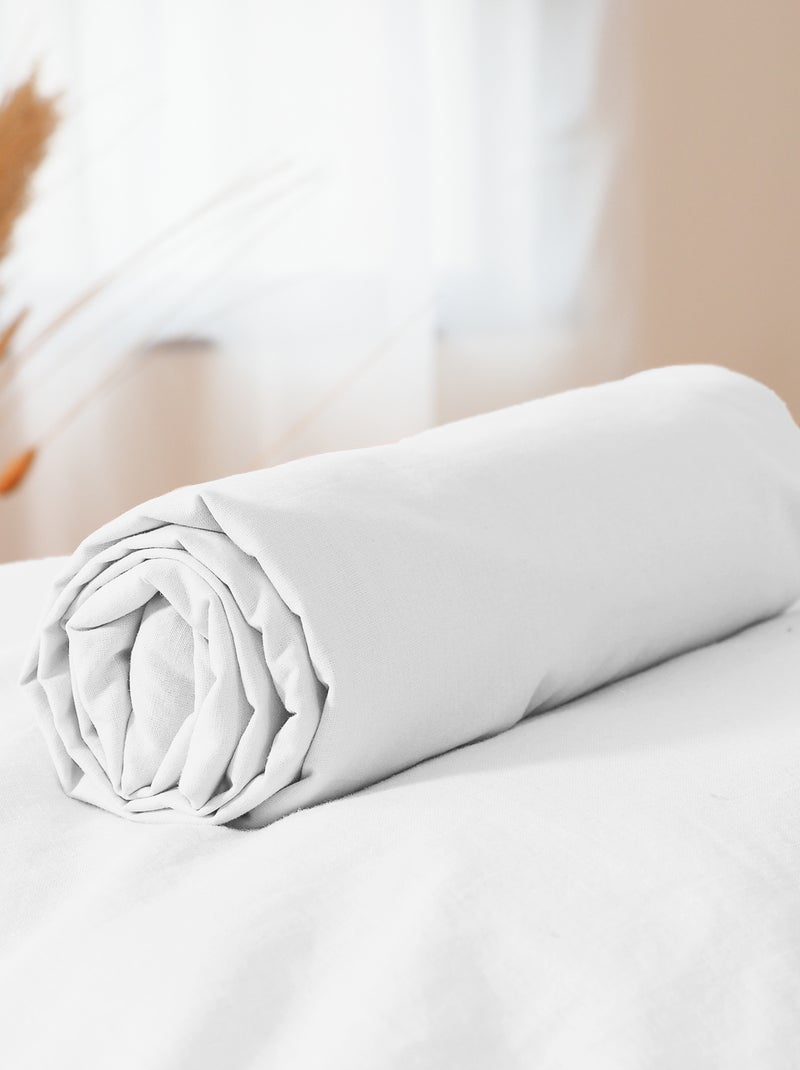 Lençol-capa liso em algodão lavado Branco - Kiabi