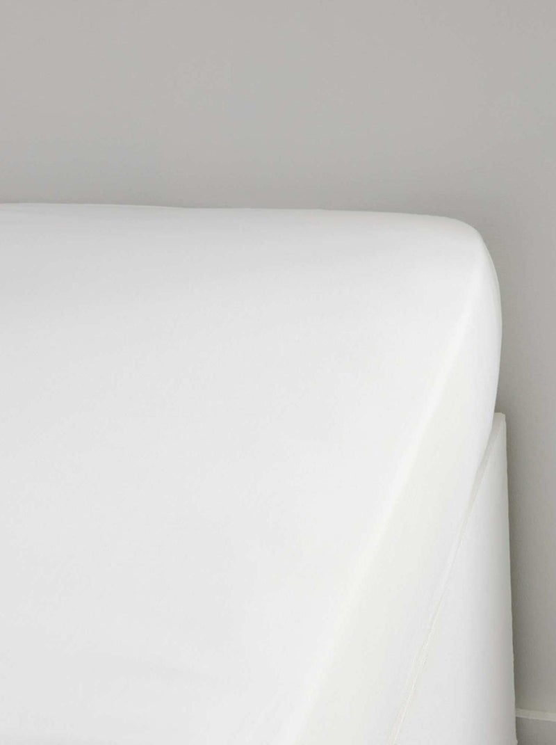 Lençol-capa liso em percal de algodão CINZA - Kiabi