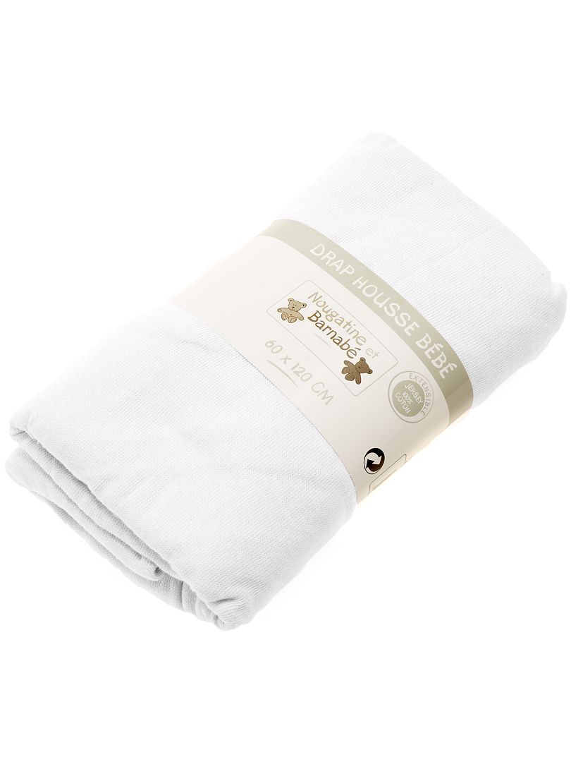 Lençol-capa liso para cama de bébé blanco - Kiabi