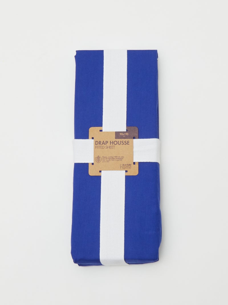 Lençol-capa solteiro (90x190) de algodão - Kiabi Home AZUL - Kiabi