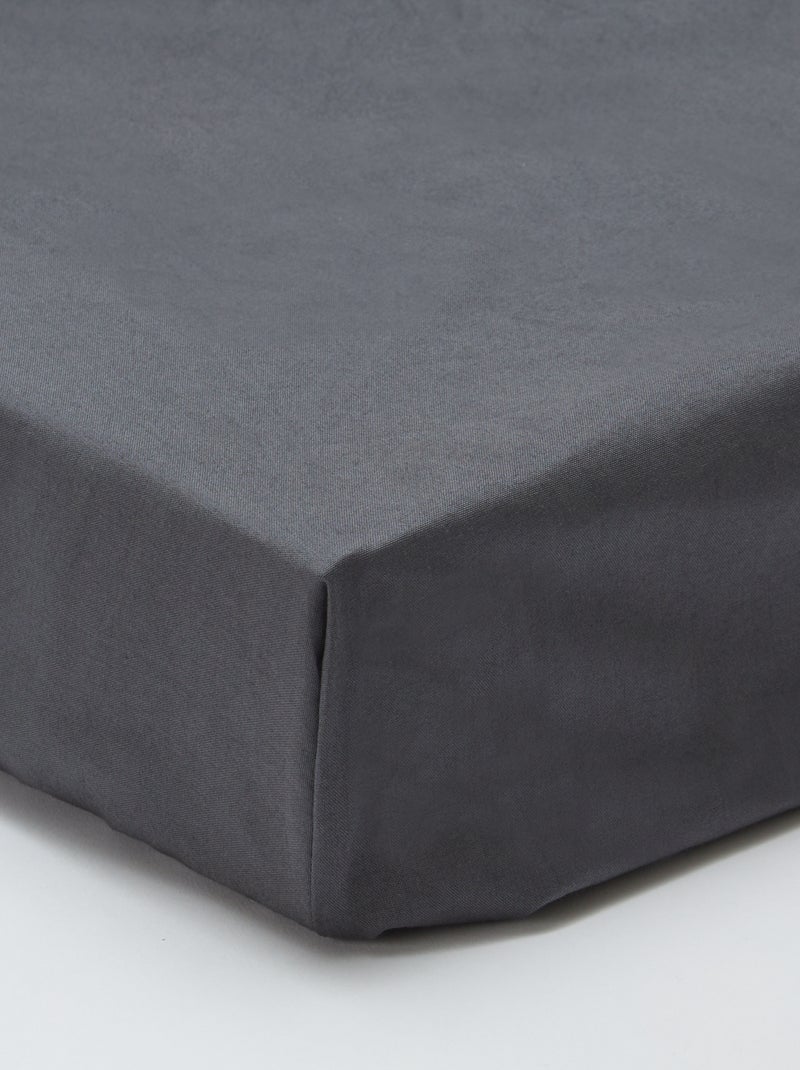 Lençol-capa solteiro (90x190) de algodão - Kiabi Home CINZA - Kiabi