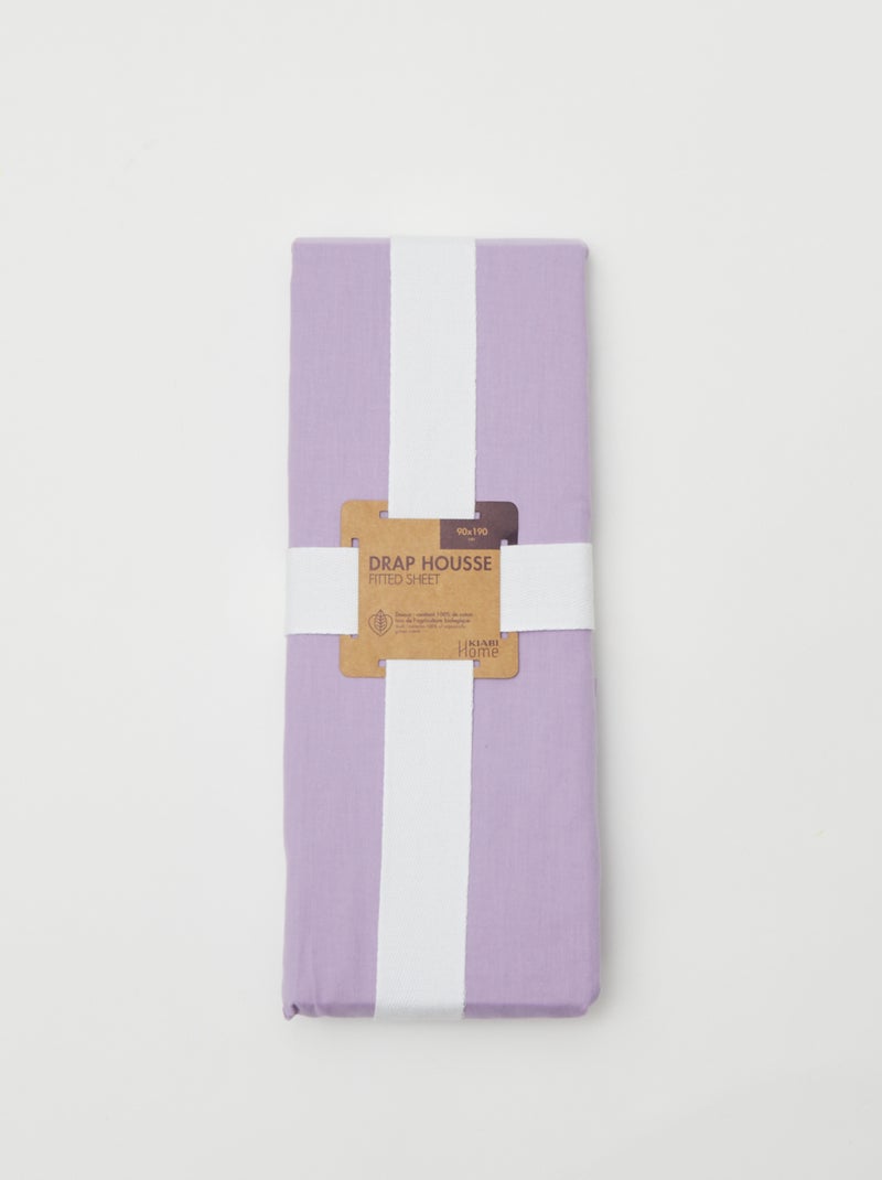 Lençol-capa solteiro (90x190) de algodão - Kiabi Home VIOLETA - Kiabi