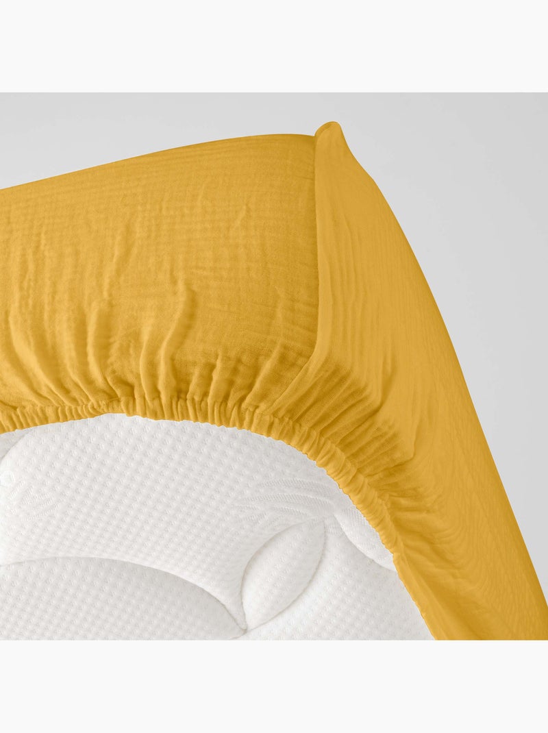 Lençol com elástico gaze de algodão douceur d'intérieur Amarelo - Kiabi