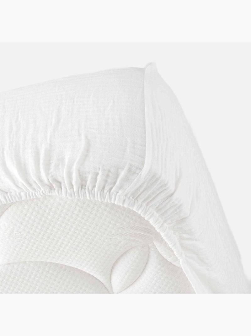 Lençol com elástico gaze de algodão douceur d'intérieur Branco - Kiabi