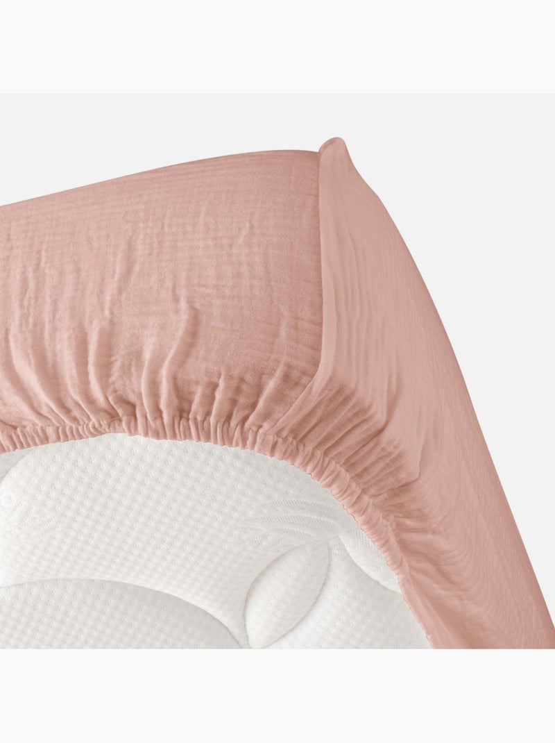 Lençol com elástico gaze de algodão douceur d'intérieur Rosa - Kiabi