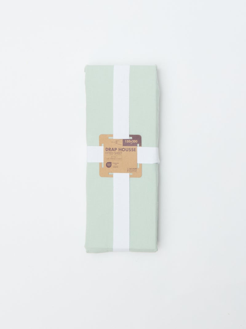 Lençol de baixo com elástico (150x200cm) em algodão AZUL - Kiabi
