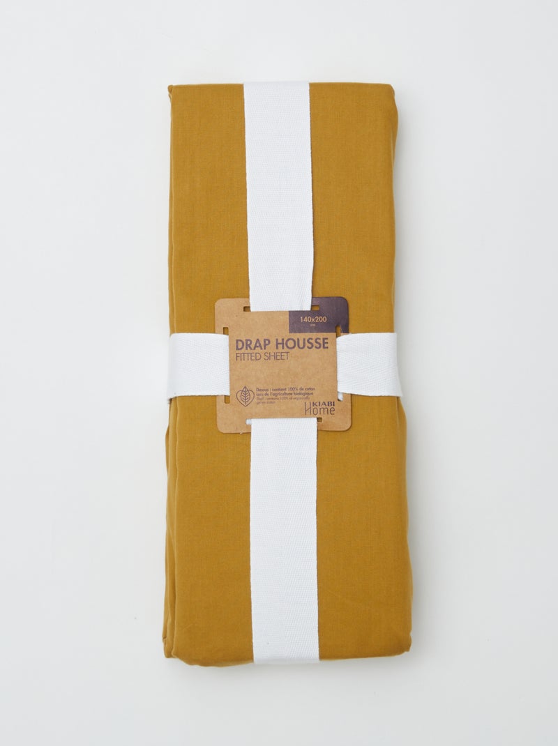 Lençol de baixo liso 140 x 200 cm AMARELO - Kiabi