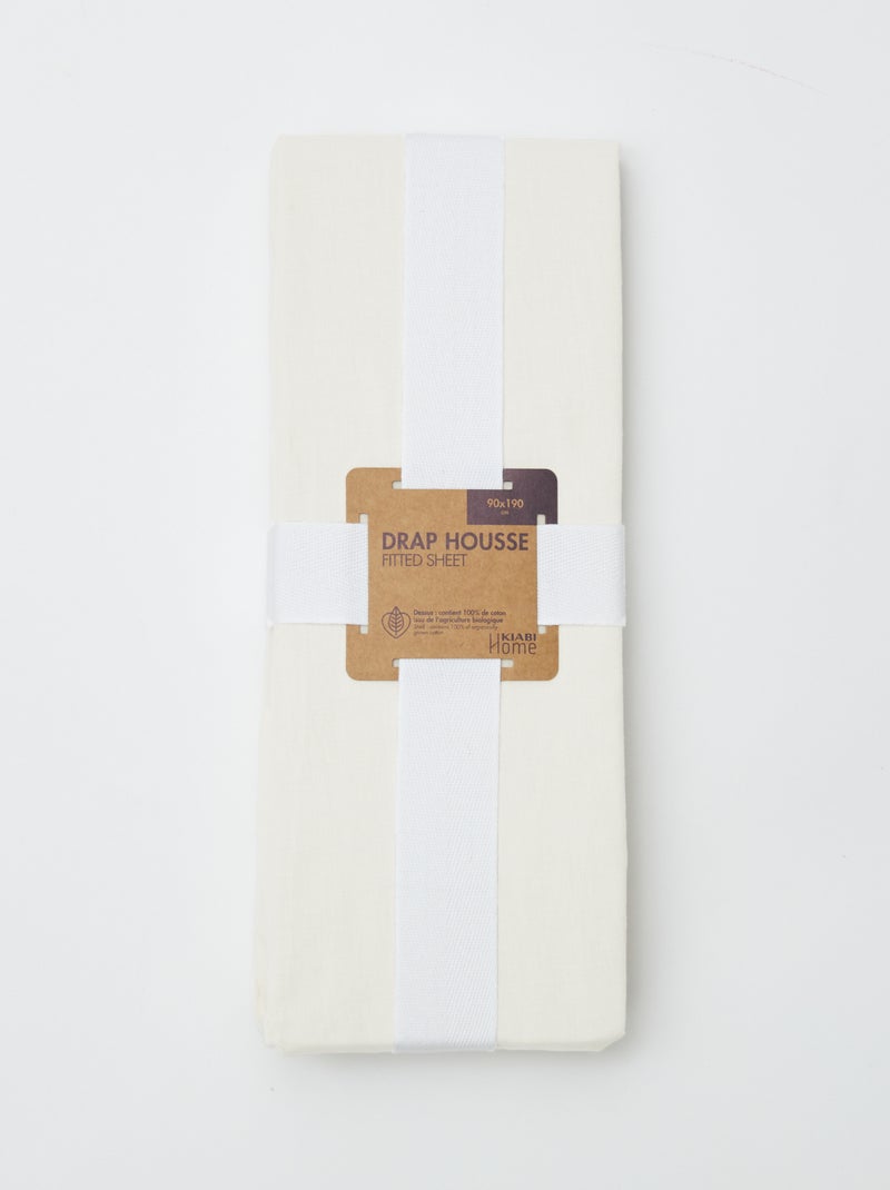 Lençol de baixo para 1 pessoa (90x190) em algodão - Kiabi Home Branco - Kiabi