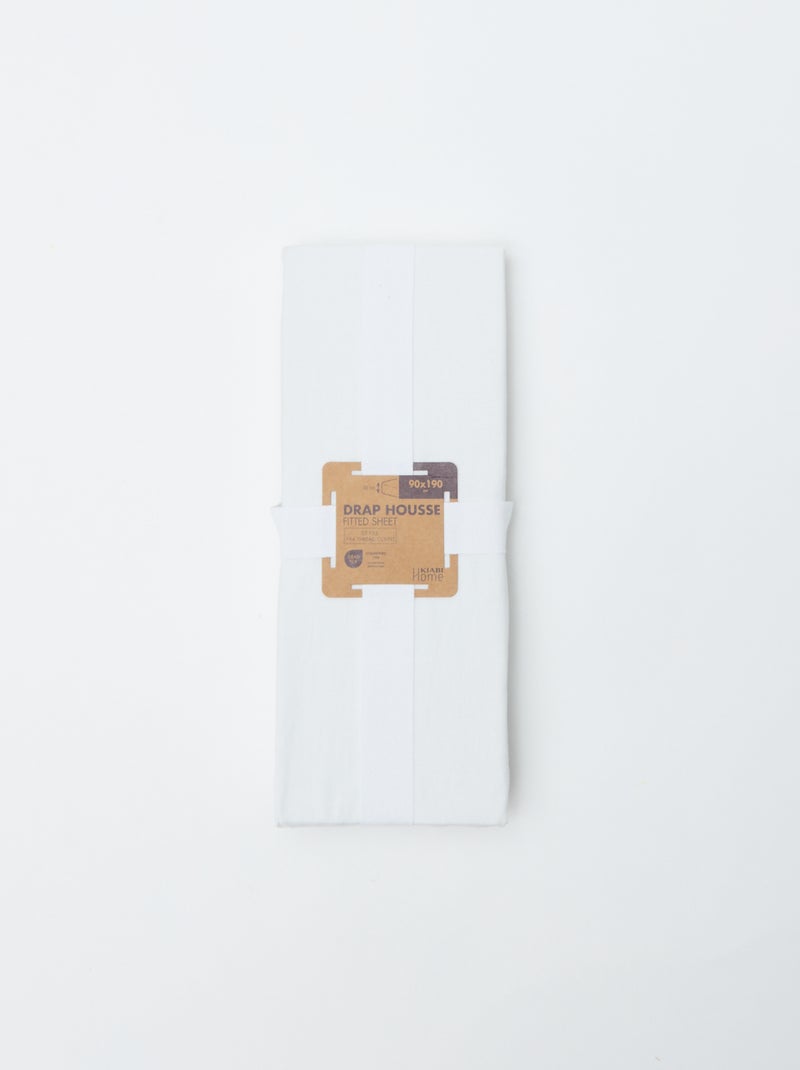Lençol de baixo para 1 pessoa (90x190) em algodão - Kiabi Home Branco - Kiabi