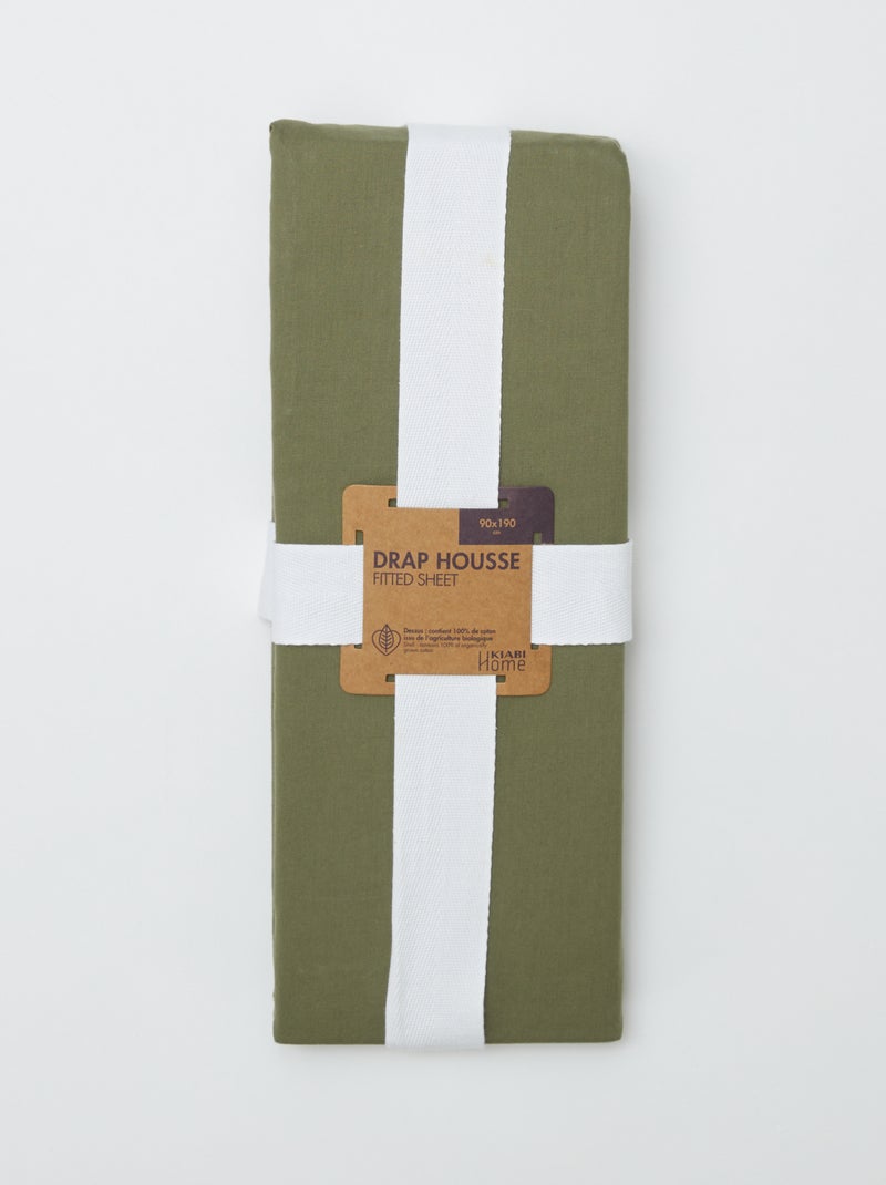 Lençol de baixo para 1 pessoa (90x190) em algodão - Kiabi Home VERDE - Kiabi