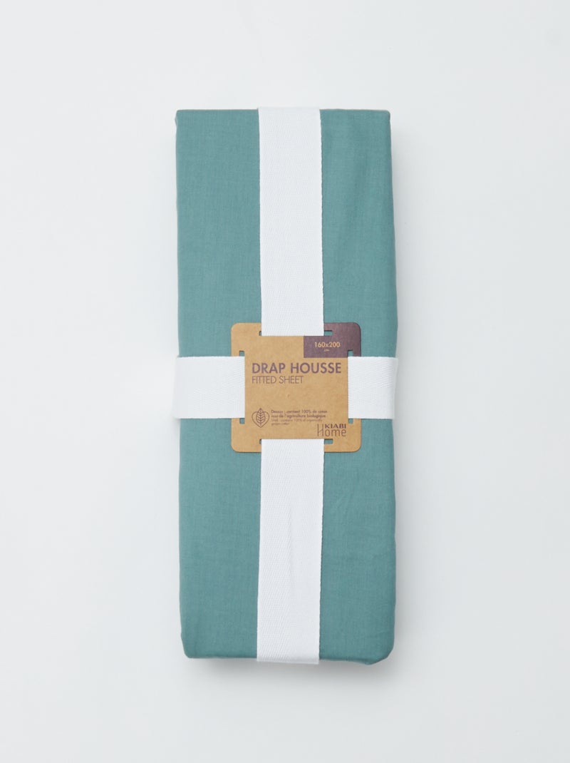 Lençol de baixo para 2 pessoas (160x200cm) em algodão - Kiabi Home VERDE - Kiabi