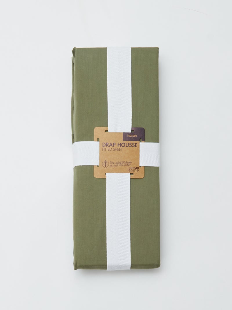 Lençol de baixo para 2 pessoas (160x200cm) em algodão - Kiabi Home VERDE - Kiabi