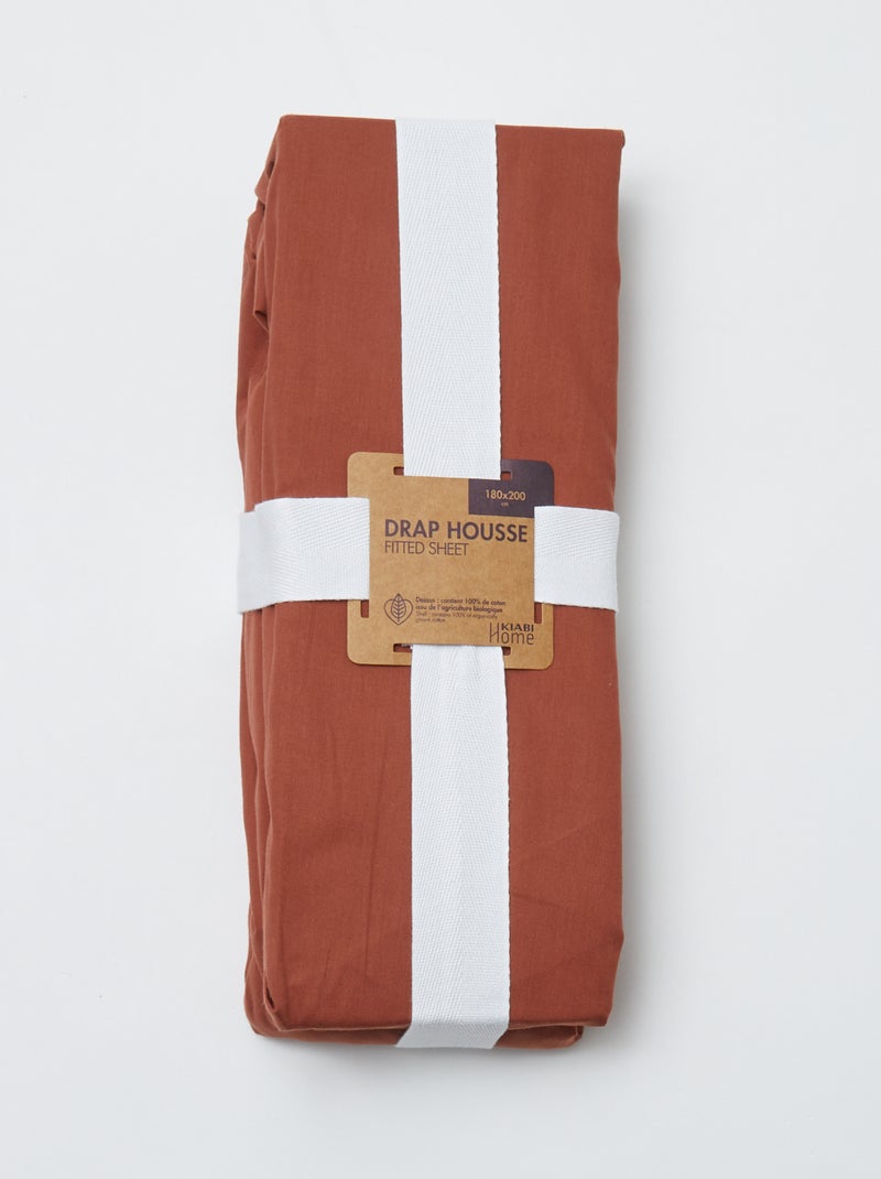 Lençol de baixo para 2 pessoas (180x200) em algodão - Kiabi Home CASTANHO - Kiabi