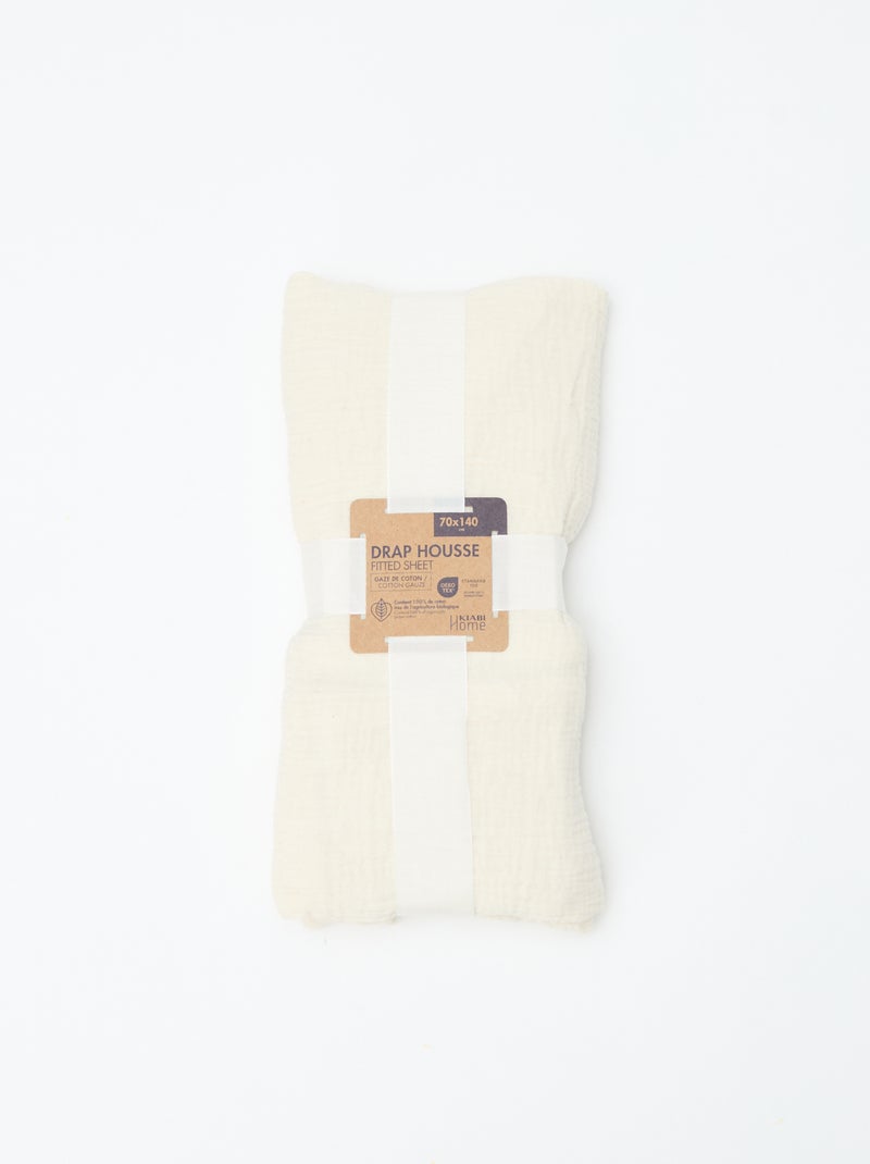 Lençol de baixo para berço (70x140) em gaze dupla de algodão - Kiabi Home Branco - Kiabi