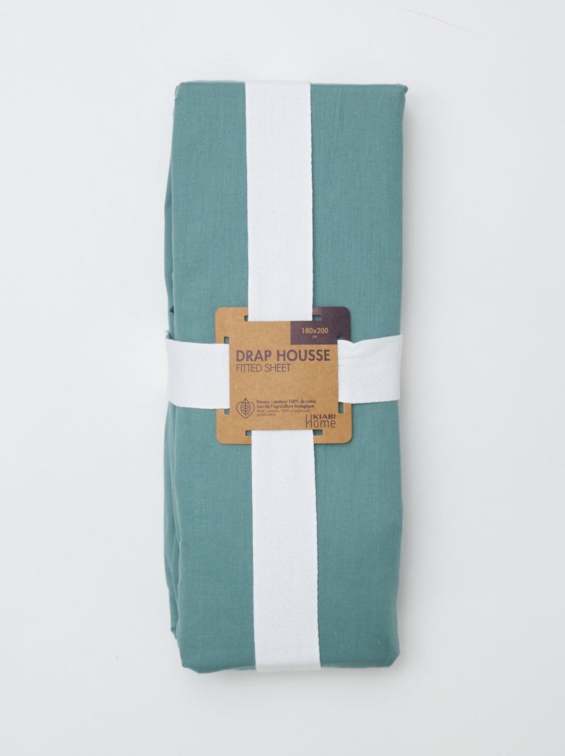 Lençol de baixo para cama de casal (180x200) em algodão - Kiabi Home VERDE - Kiabi