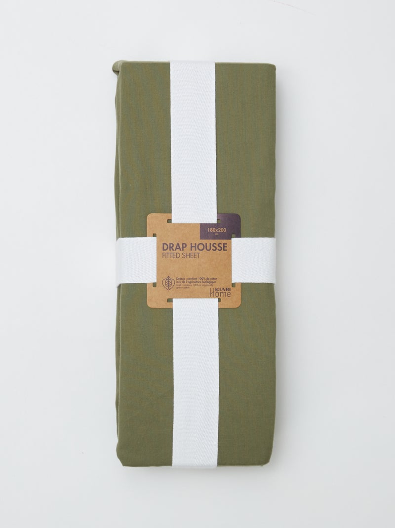 Lençol de baixo para cama de casal (180x200) em algodão - Kiabi Home VERDE - Kiabi