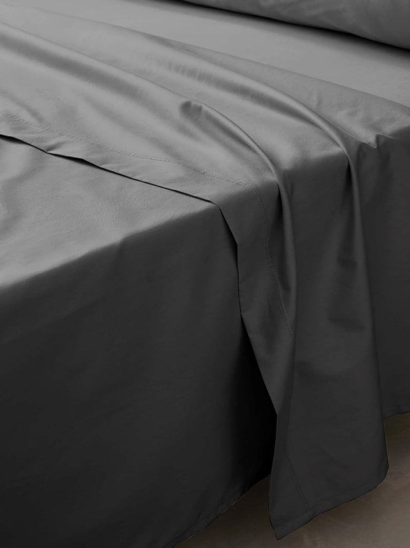 Lençol de baixo percal de algodão lia promo linge Cinza antracite - Kiabi