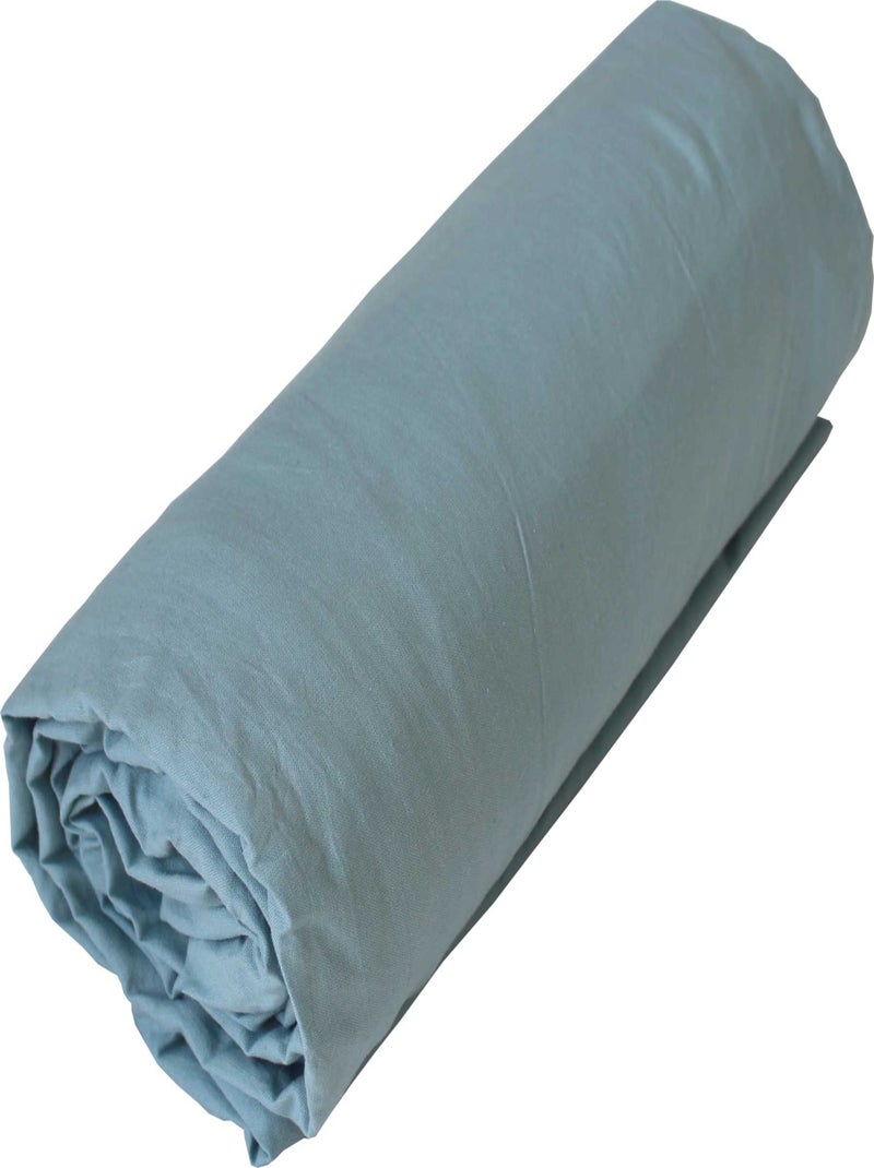 Lençol em algodão lavado oekotex Azul-céu - Kiabi