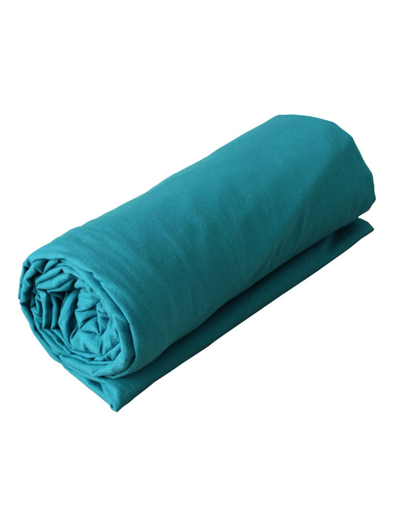 Lençol em algodão lavado oekotex Azul-pavão - Kiabi