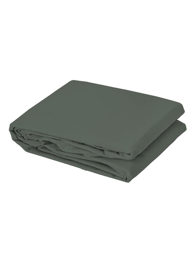 Lençol em algodão lavado oekotex Verde escuro - Kiabi