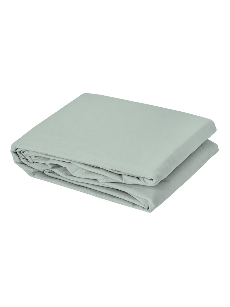 Lençol em algodão lavado oekotex Verde tília - Kiabi