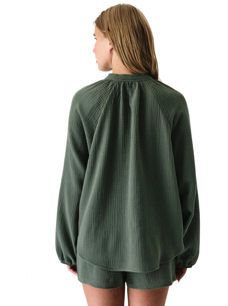 Lessi camisa de manga comprida penti Verde cáqui - Kiabi