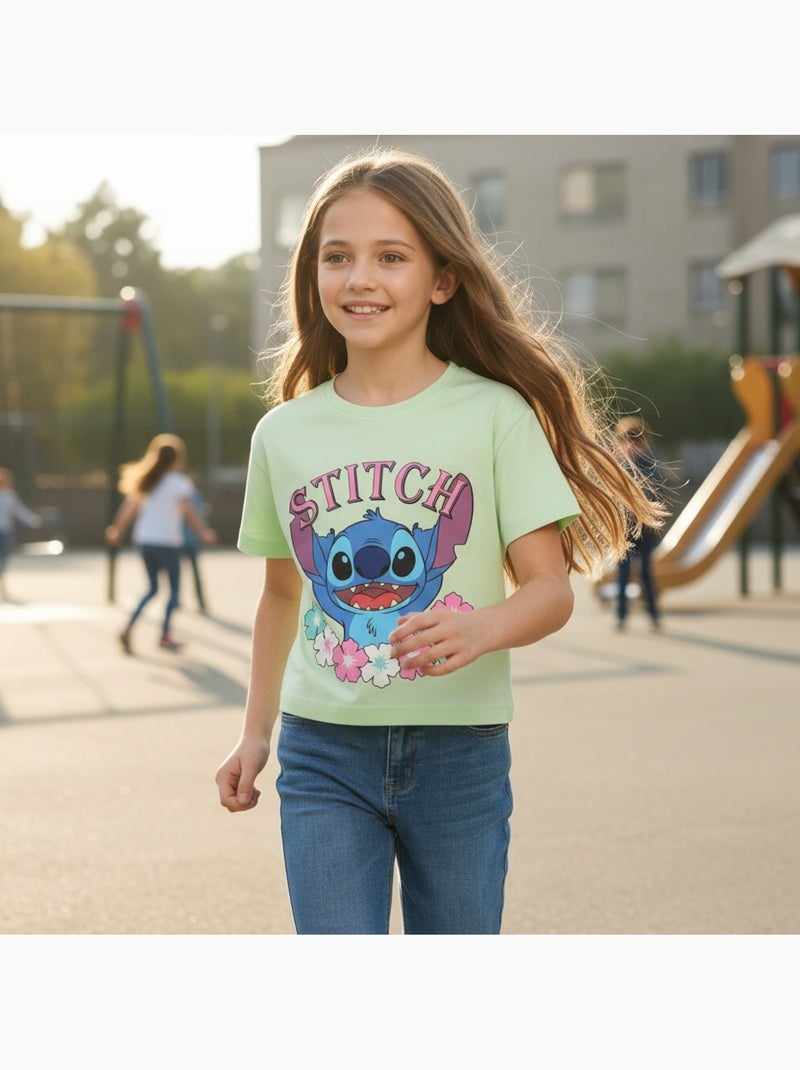 Lilo & Stitch - T-shirt manga curta Lilo e Stitch menina Verde - Kiabi