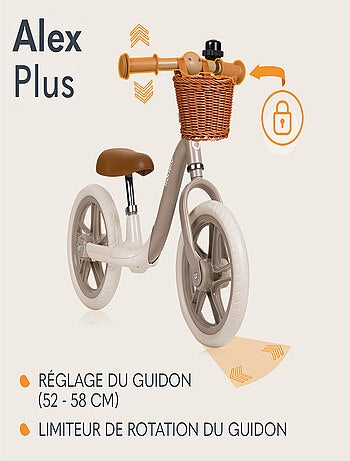 LIONELO Alex Plus bicicleta de equilíbrio - Leve - Selim confortável - Cesto e campainha