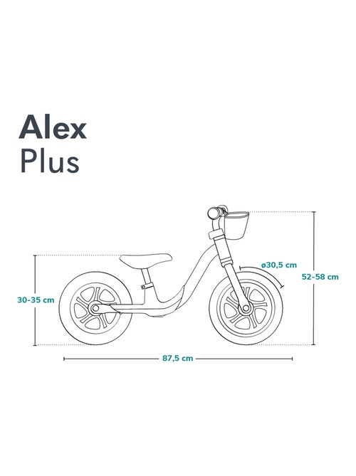LIONELO Alex Plus bicicleta de equilíbrio - Leve - Selim confortável - Cesto e campainha - Kiabi
