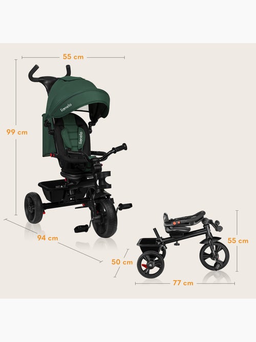 LIONELO Haari carrinho e triciclo - Até 25 kg - Assento reversível - Cesto e bolsa incluídos - Kiabi