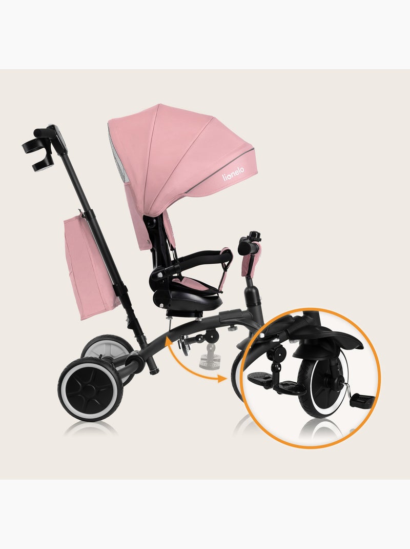 LIONELO Tris Plus carrinho e triciclo - Até 25 kg - Assento reversível - Acessórios incluídos Rosa - Kiabi