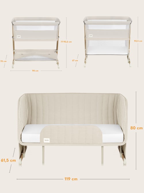 Lit 5 em 1 LIONELO Thomi Plus – Berço Co-sleeping – Berço – Parque para bebé – Sofá-cama – Até 100kg - Kiabi