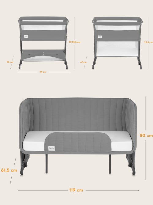 Lit 5 em 1 LIONELO Thomi Plus – Berço Co-sleeping – Berço – Parque para bebé – Sofá-cama – Até 100kg - Kiabi Lit 5 em 1 LIONELO Thomi Plus – Berço Co-sleeping – Berço – Parque para bebé – Sofá-cama – Até 100kg - Kiabi