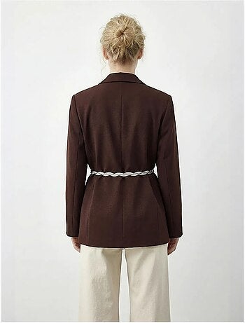Long v-neck belted blazer jacket lucci