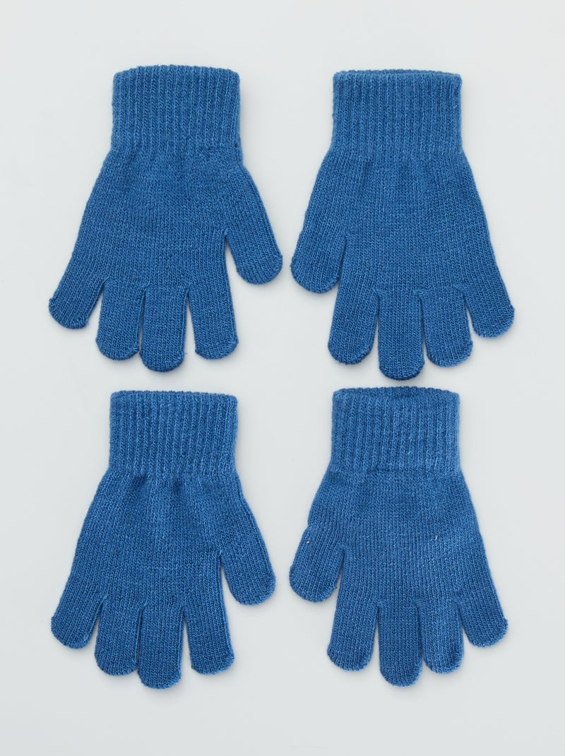 Lote 2 pares de luvas lisas Azul Escuro - Kiabi