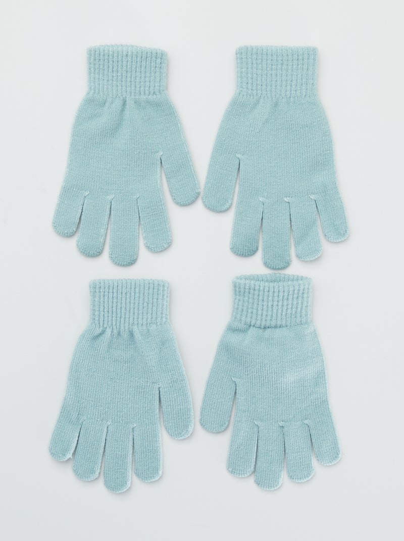 Lote 2 pares de luvas lisas Azul - Kiabi