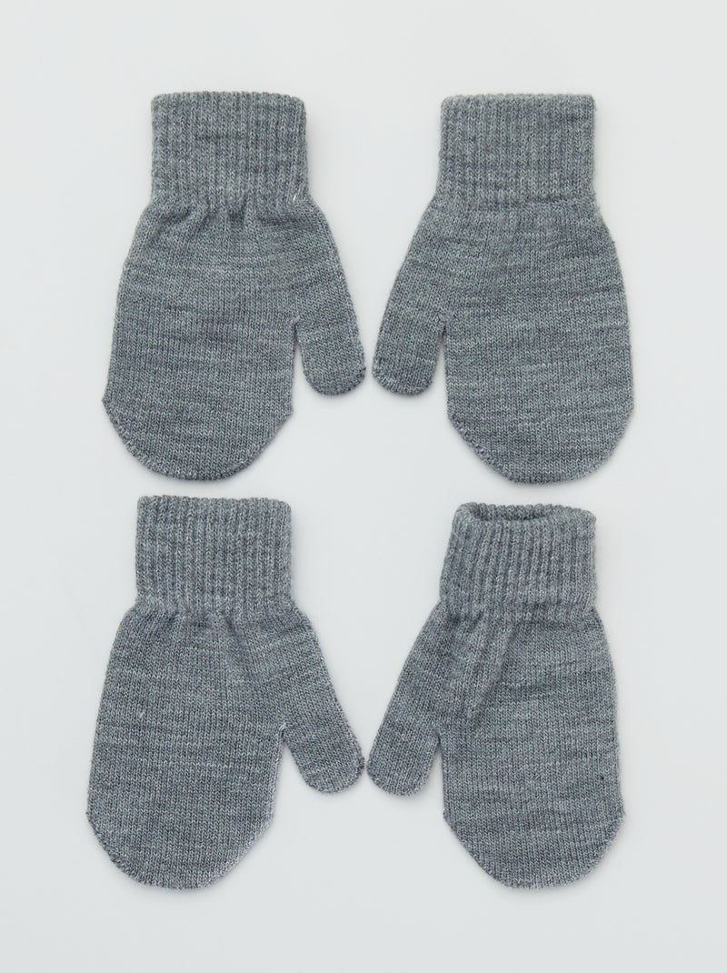 Lote 2 pares de luvas lisas Cinza - Kiabi
