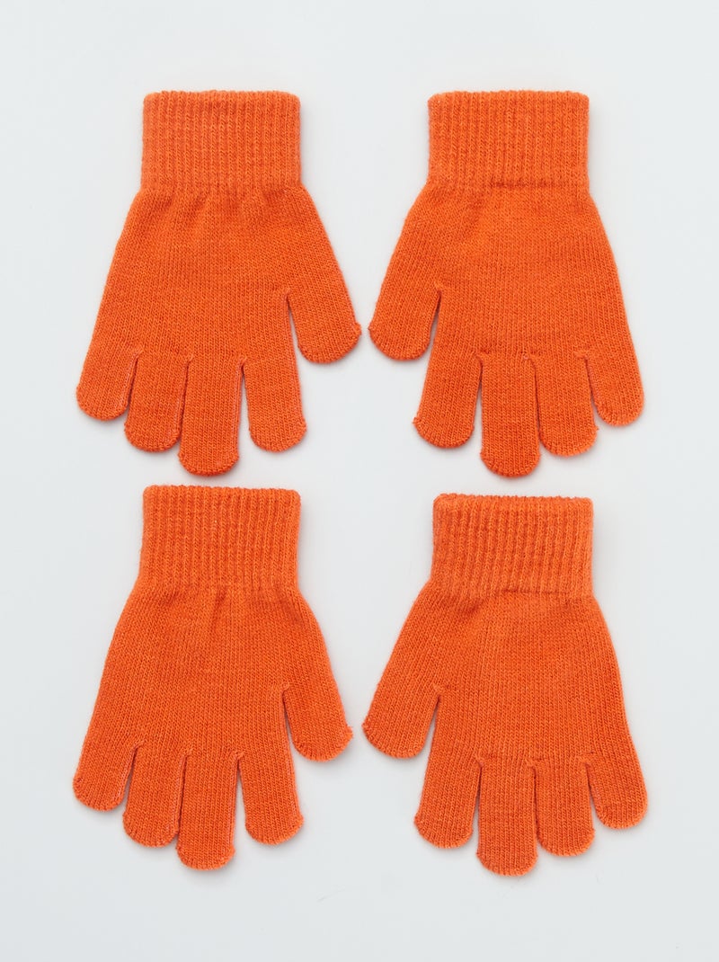 Lote 2 pares de luvas lisas LARANJA - Kiabi